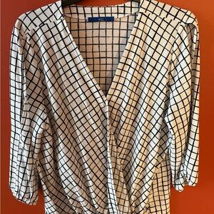 Apt. 9 Women's Black and White Grid Blouse